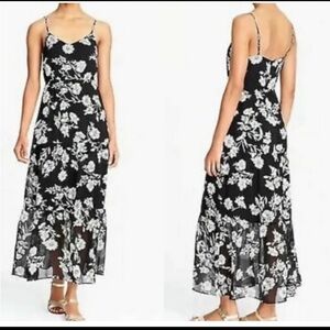 J.Crew Mercantile Tiered Floral Maxi Dress Black/White Floral Size 10